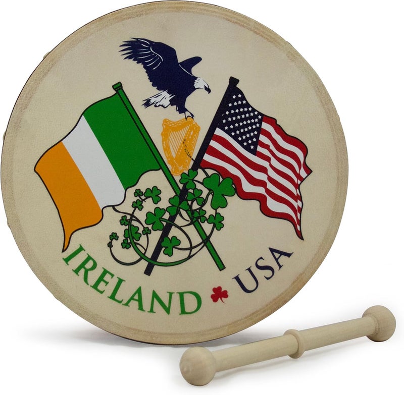 Waltons 8 Inch USA IRELAND Bodhrán - Handcrafted Irish Instrument - Crisp & Musical Tone - Hardwood Beater Included w/Purchase - Image 1